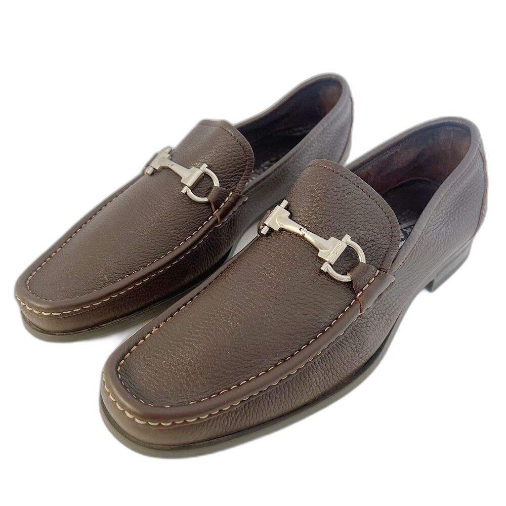 Salvatore Ferragamo Brown Leather Bit Loafers